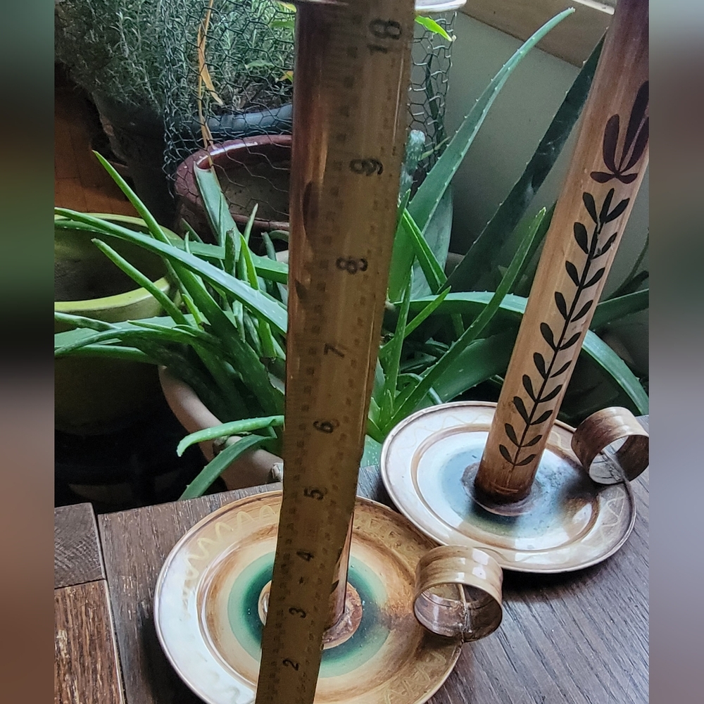 Handcrafted  tin candlestick holders. - Picture 5 of 7